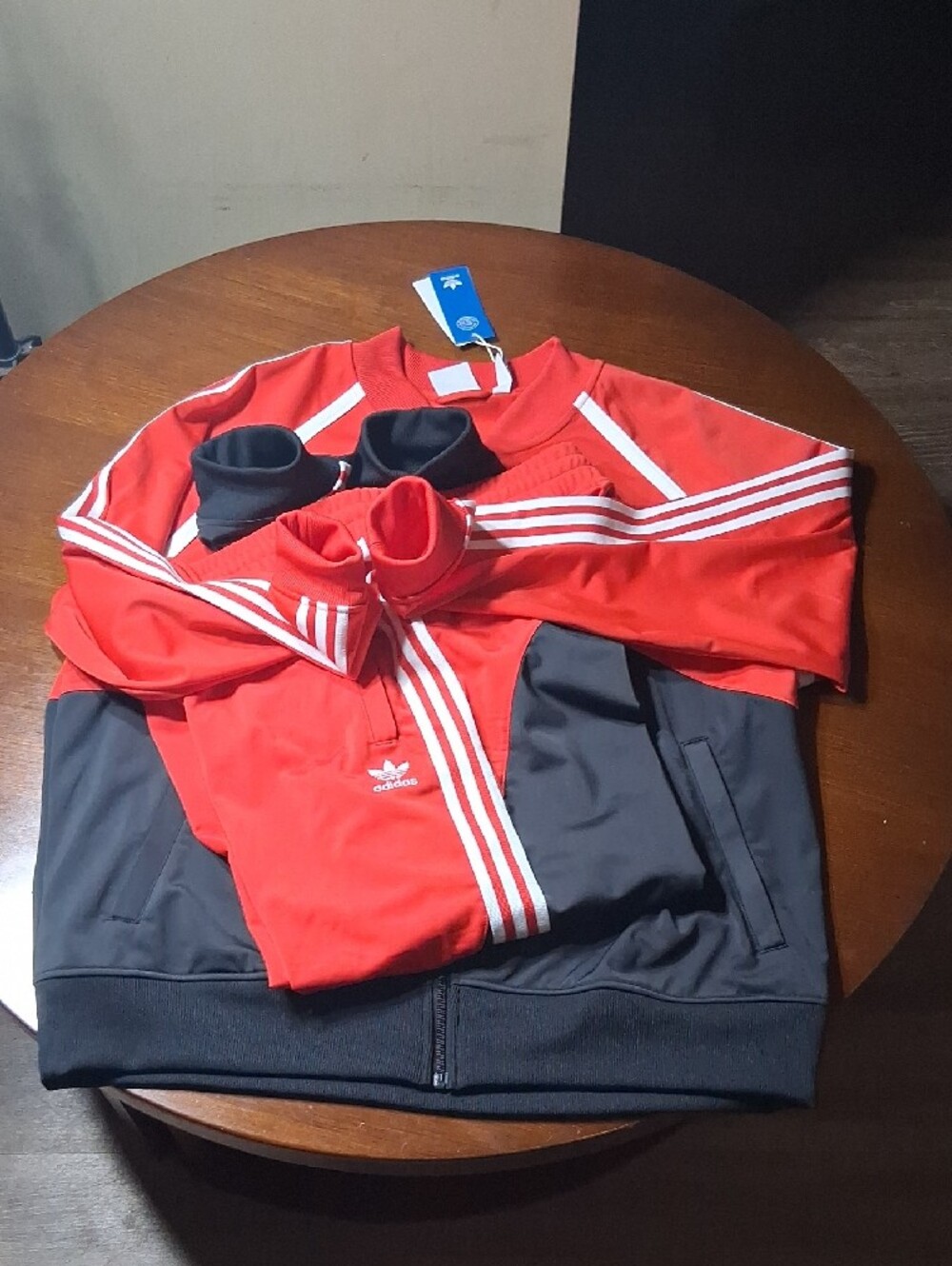 adidas Red With White And Black Colorblock Track Bomber Set